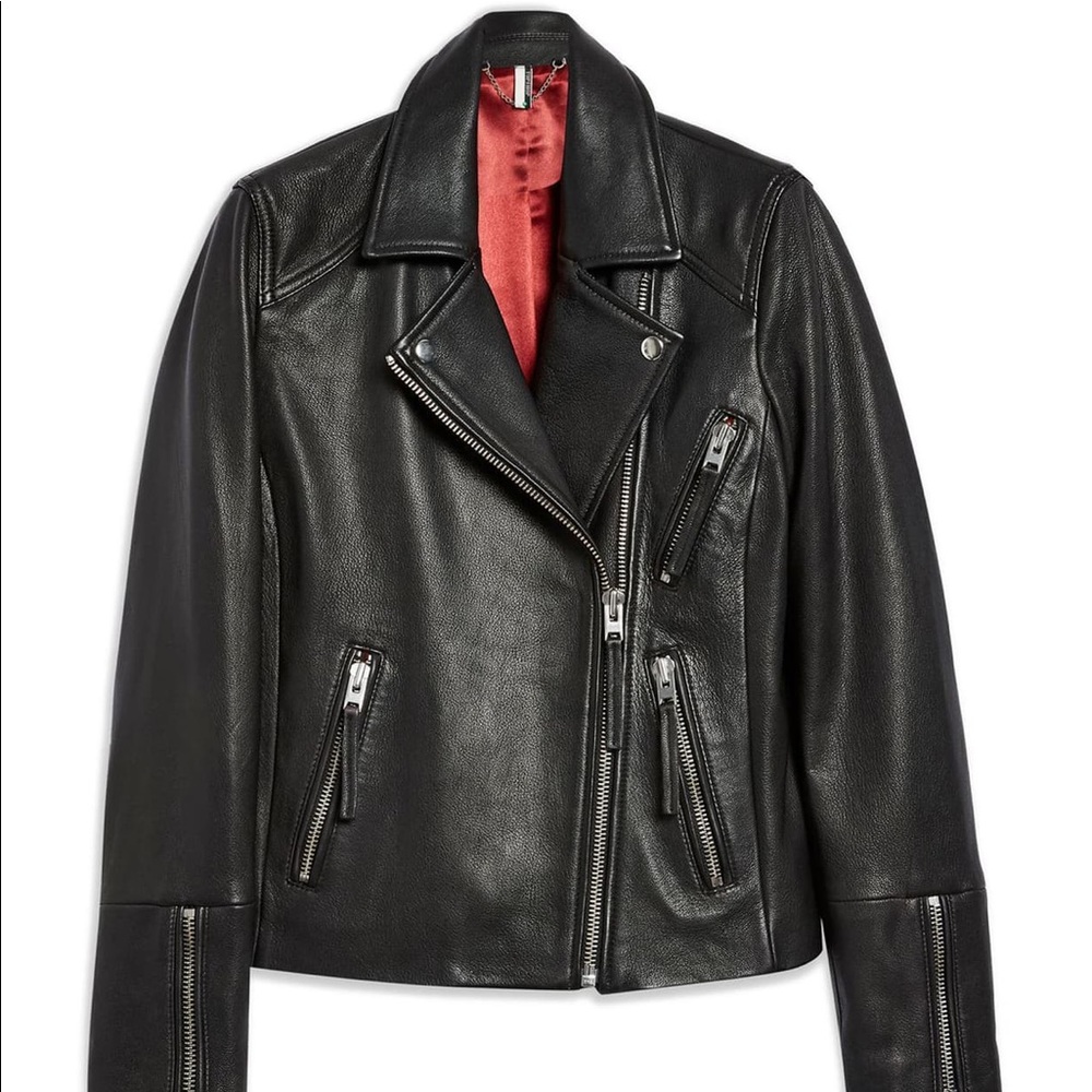 Topshop dolly leather biker jacket